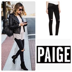 Paige Distressed Skinny Black Maternity Jeans